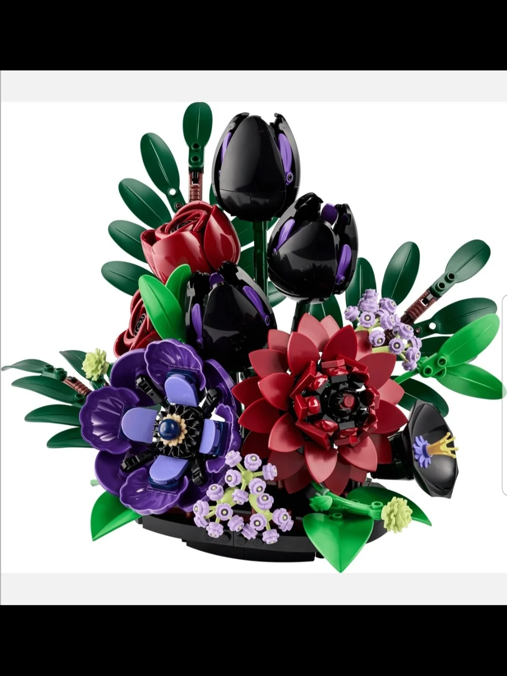 NEW! Lego Dark Flower Arrangement - Purple, Red & Green Floral Build NWT